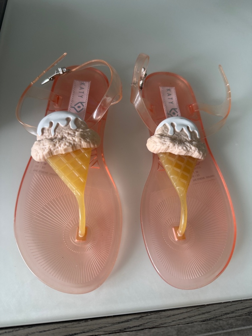 Katy Perry Jelly Sandals with Ice Cream Accent - Peach